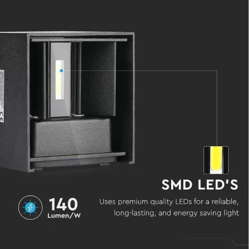 VT-759-12 LED wall light - 11W - 3000K - 1360 lumens - Black