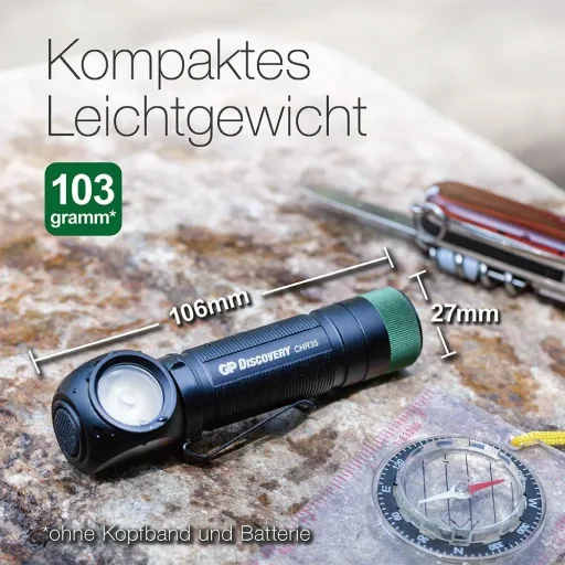 DISCOVERY rechargeable 2-in-1 headlamp and flashlight with magnetic attachment and 600 lumens, IPX4