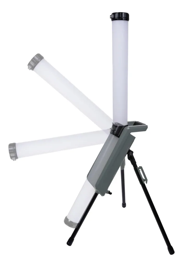 LED work light with fold-out main LED, 360 degree wide-angle illumination