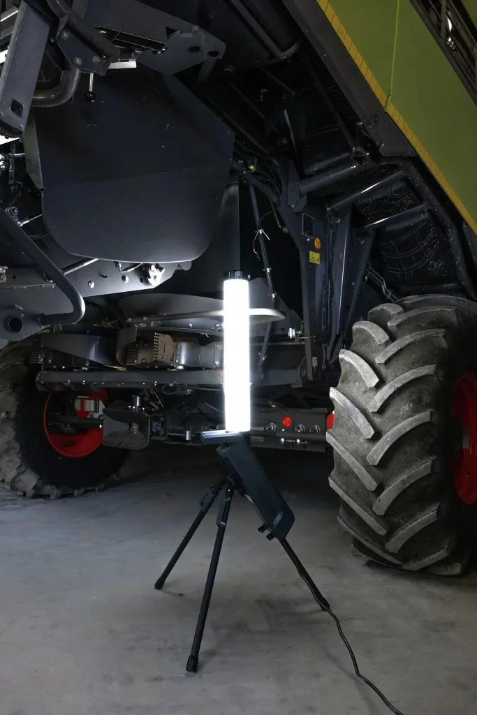 LED work light with fold-out main LED, 360 degree wide-angle illumination