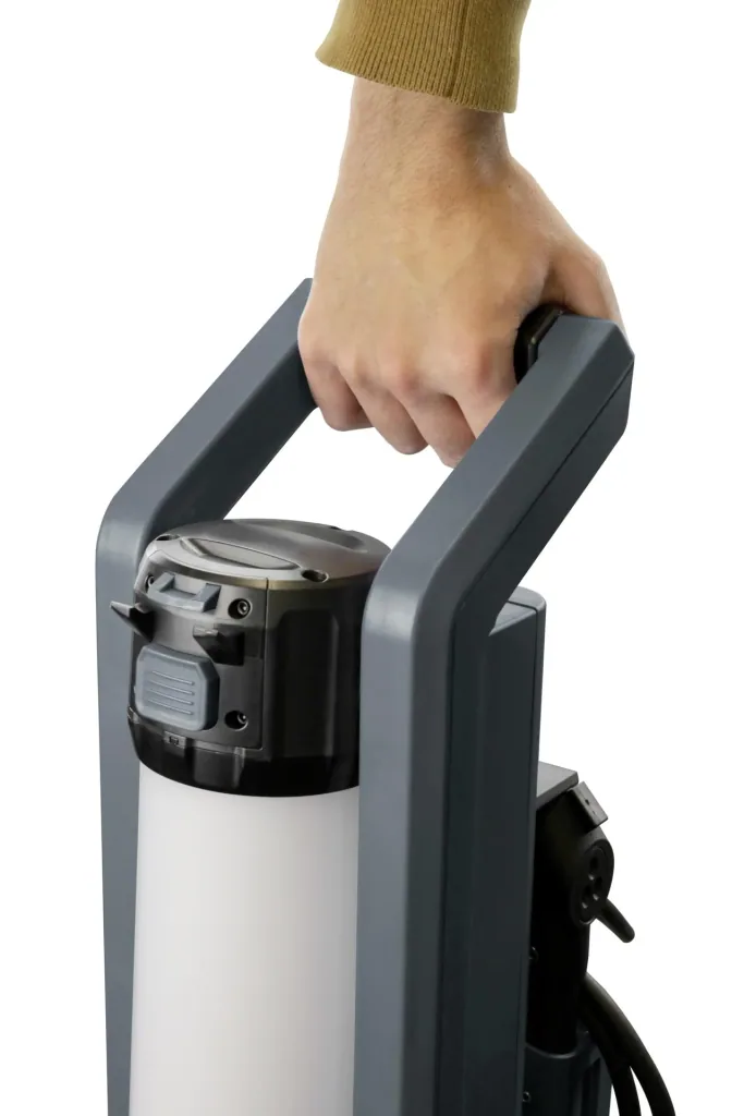 LED work light with fold-out main LED, 360 degree wide-angle illumination