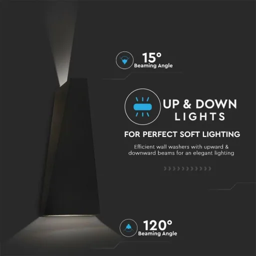 VT-826 LED wall light - 4W - 3000K - 450 lumens - Black