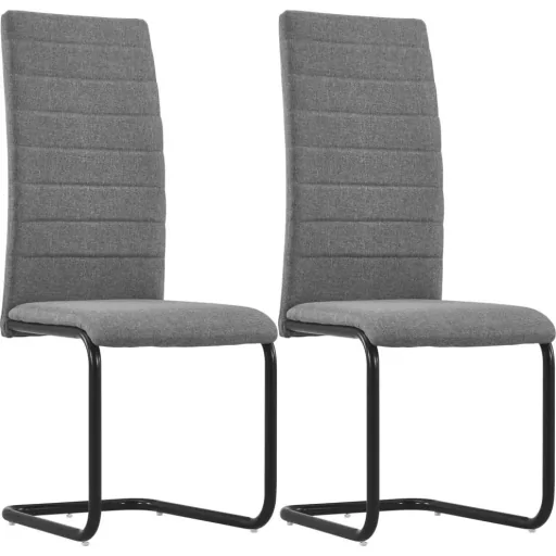 Dining room chairs 2 pieces fabric light grey