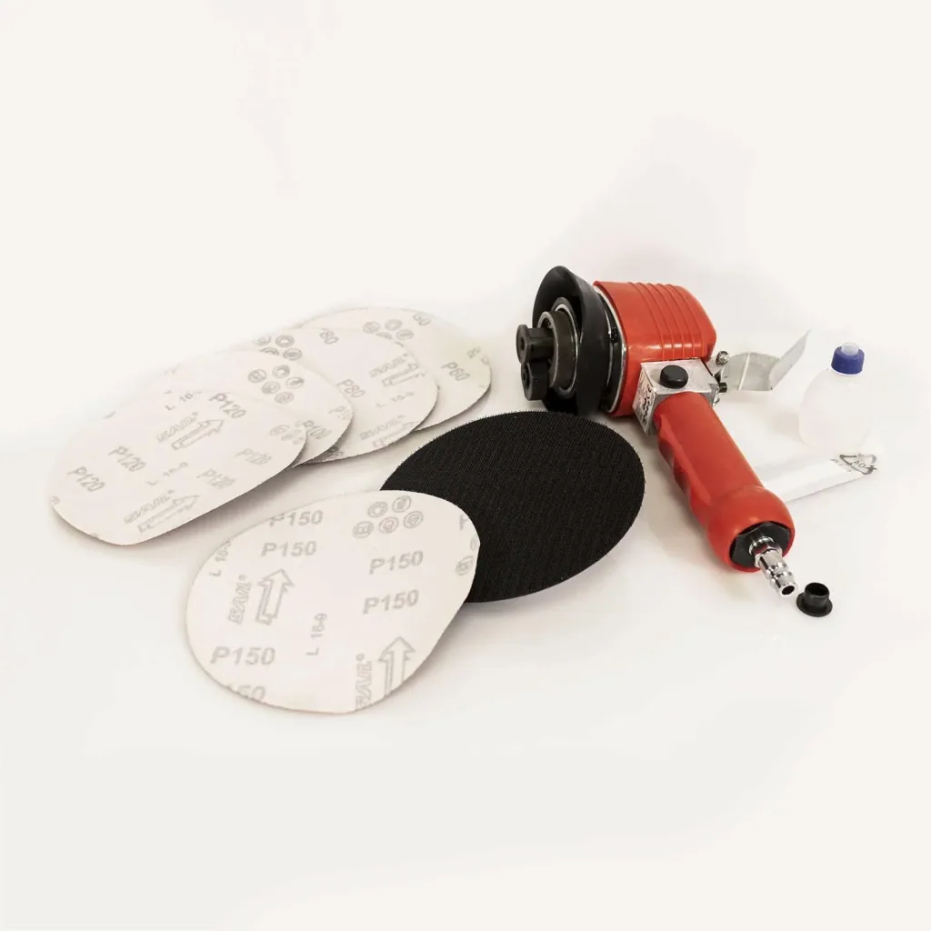 Pneumatic eccentric sander with 5 sanding pads