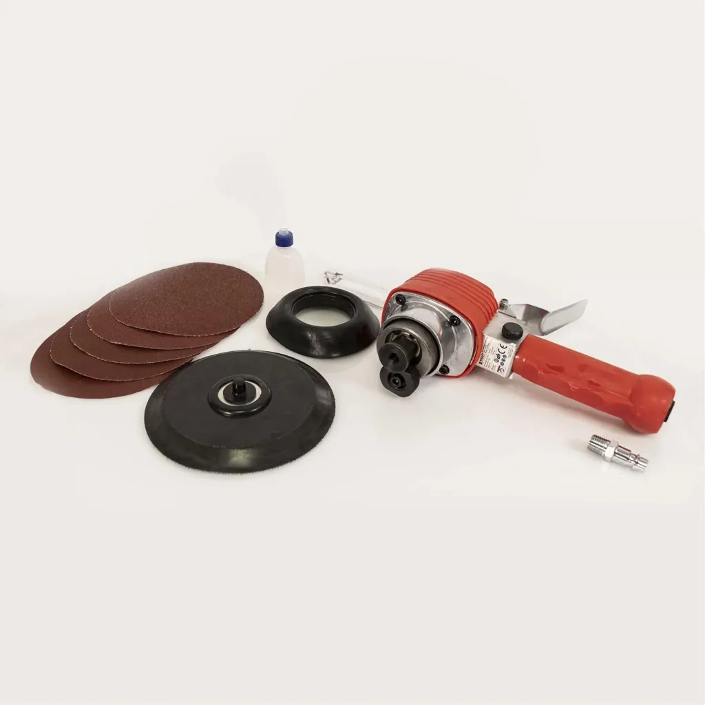 Pneumatic eccentric sander with 5 sanding pads