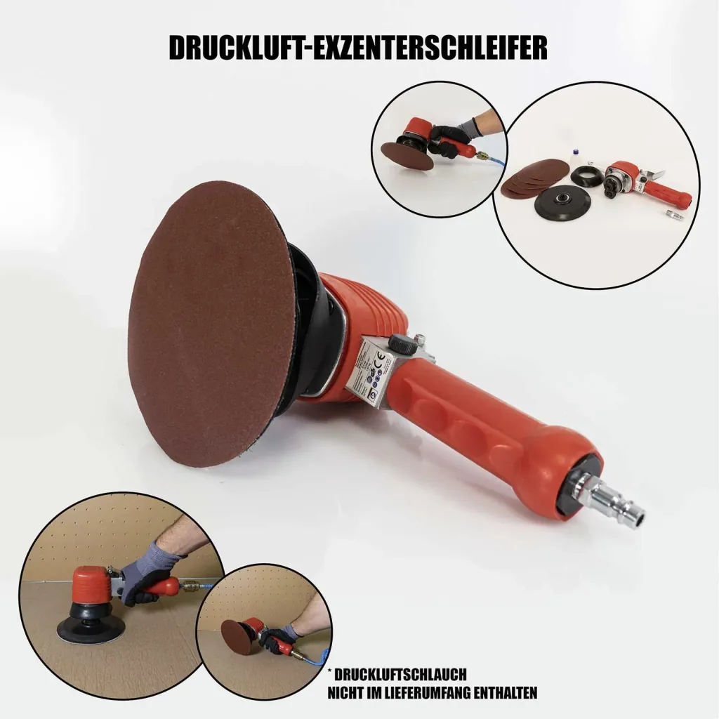 Pneumatic eccentric sander with 5 sanding pads