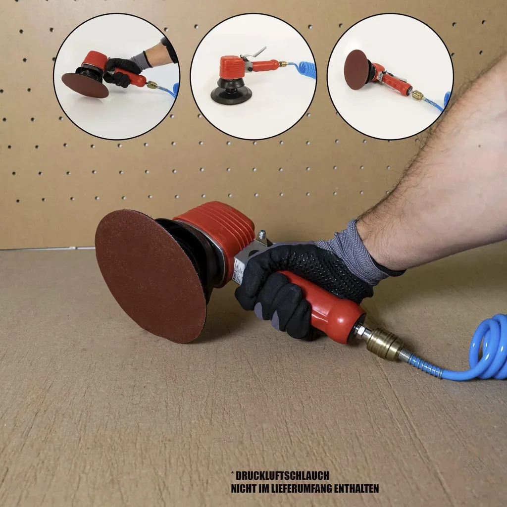 Pneumatic eccentric sander with 5 sanding pads