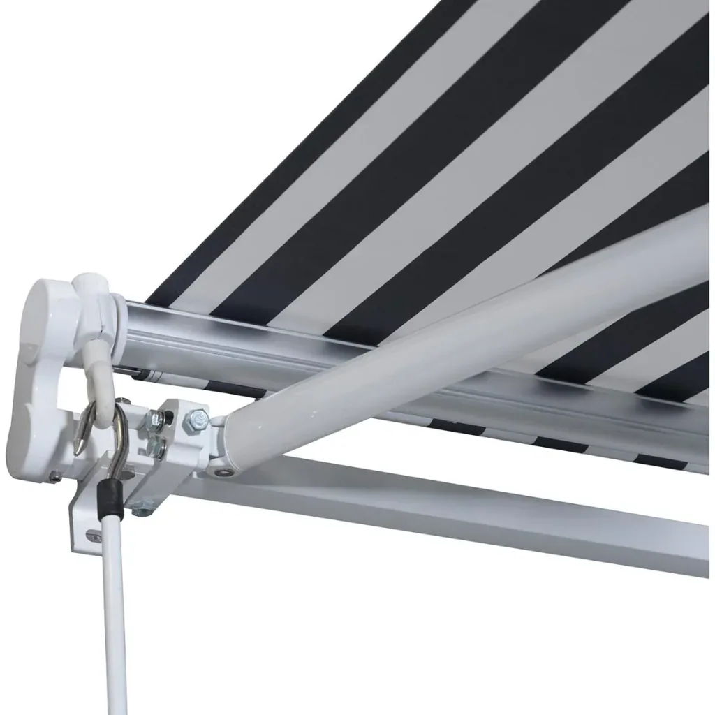 Garden awning with folding arm
