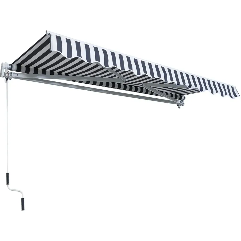 Garden awning with folding arm