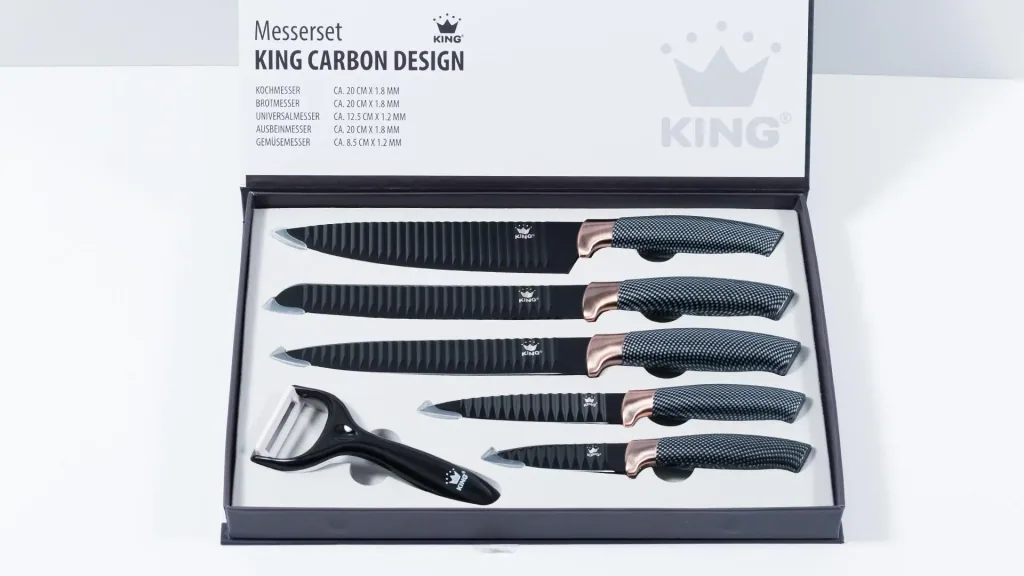 Carbon knife set with peeler, 6 pieces