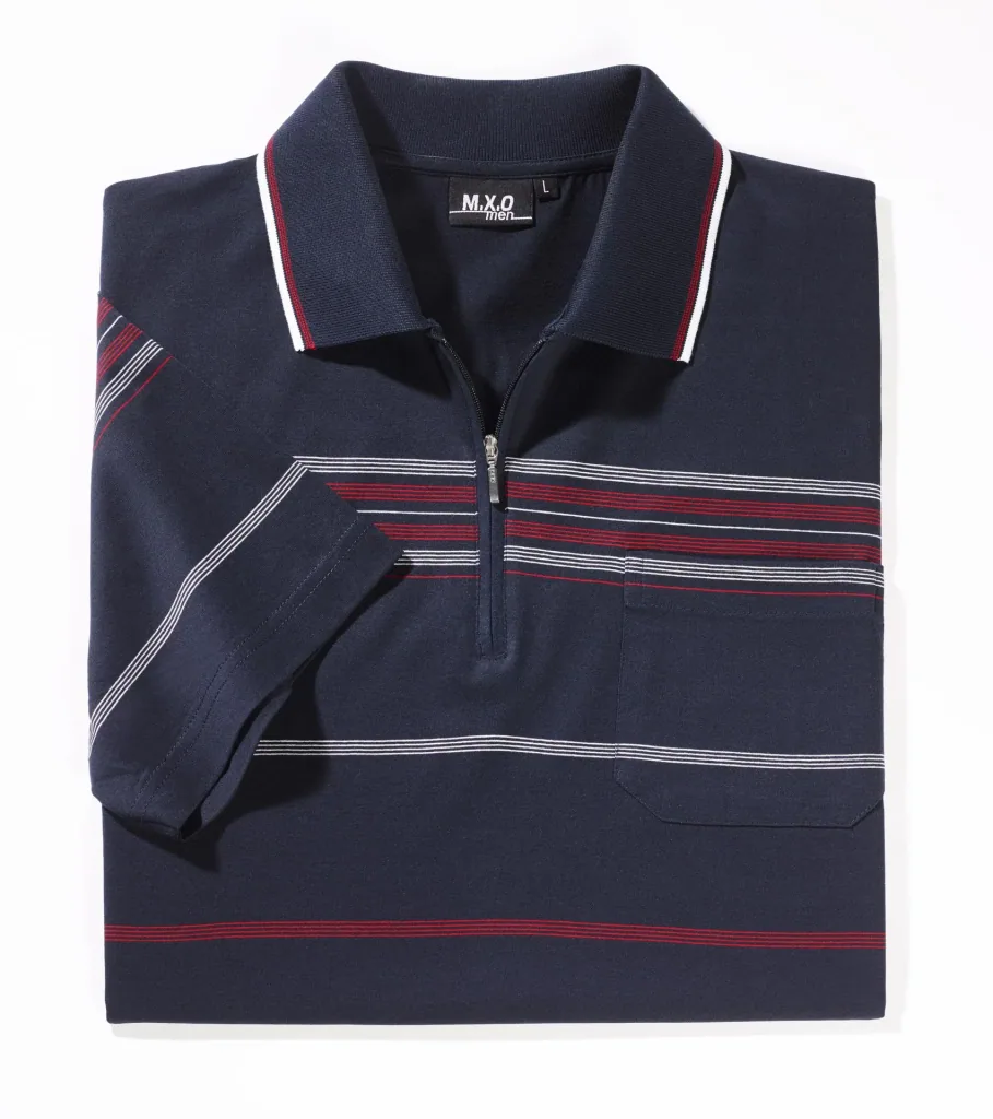 Striped polo shirt, navy, size M