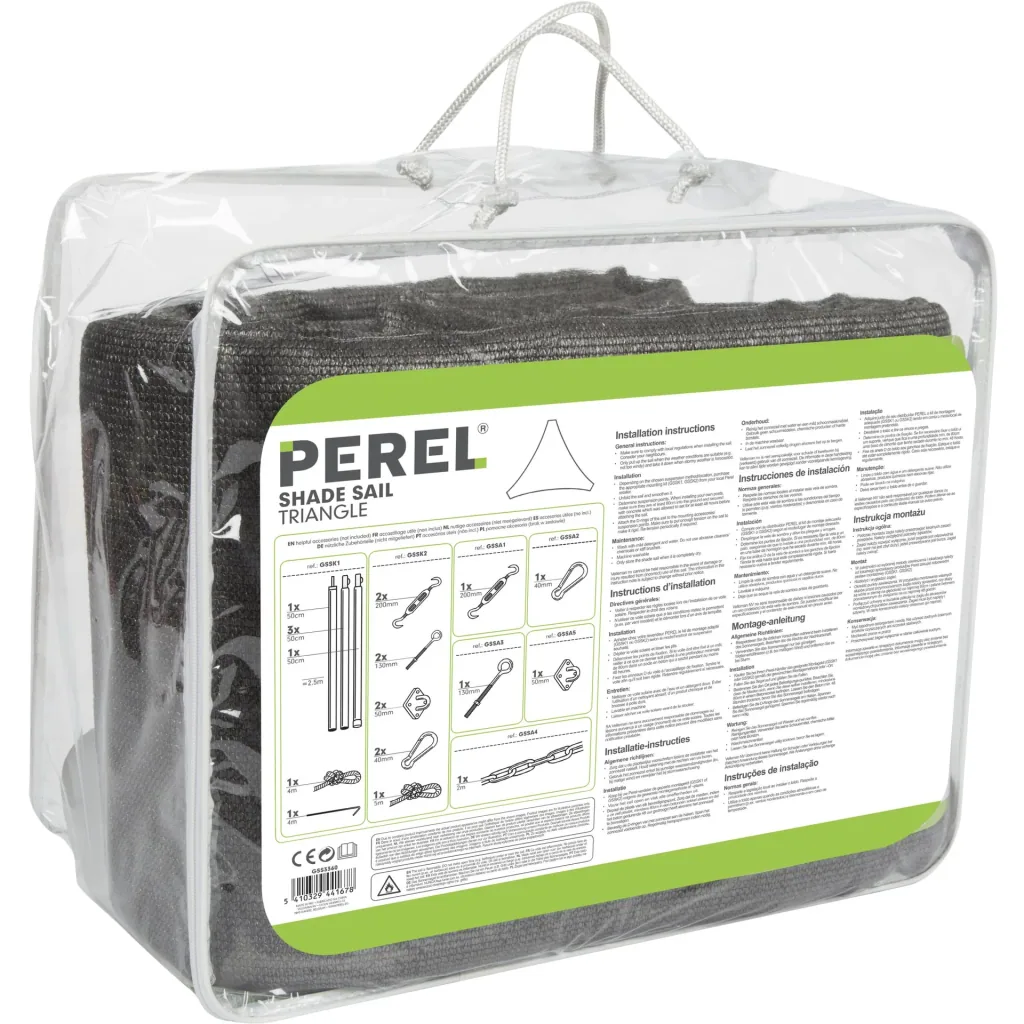Water-permeable sun sail - triangular - 5 x 5 x 5 m - charcoal