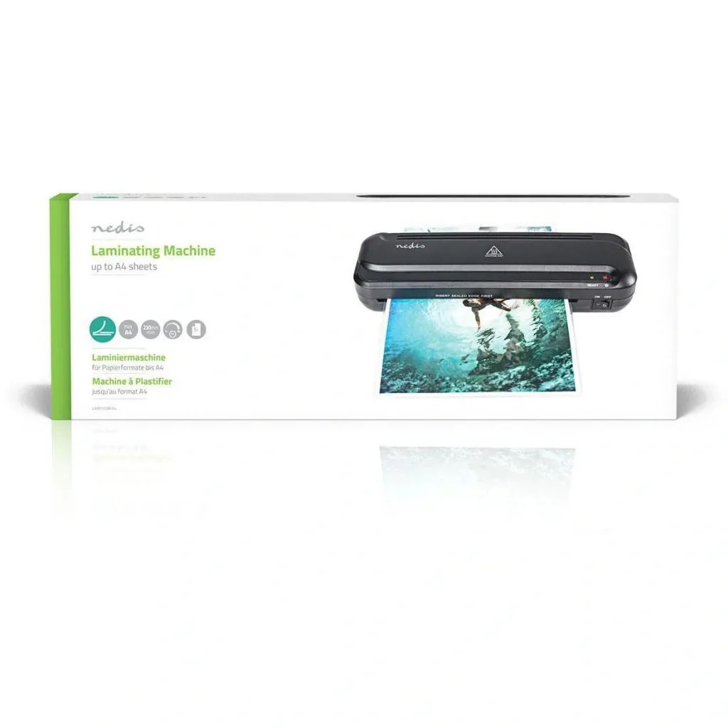 Nedis Thermal Laminator - 230 mm/min - Automatic Shut-off - Mains Power - Black