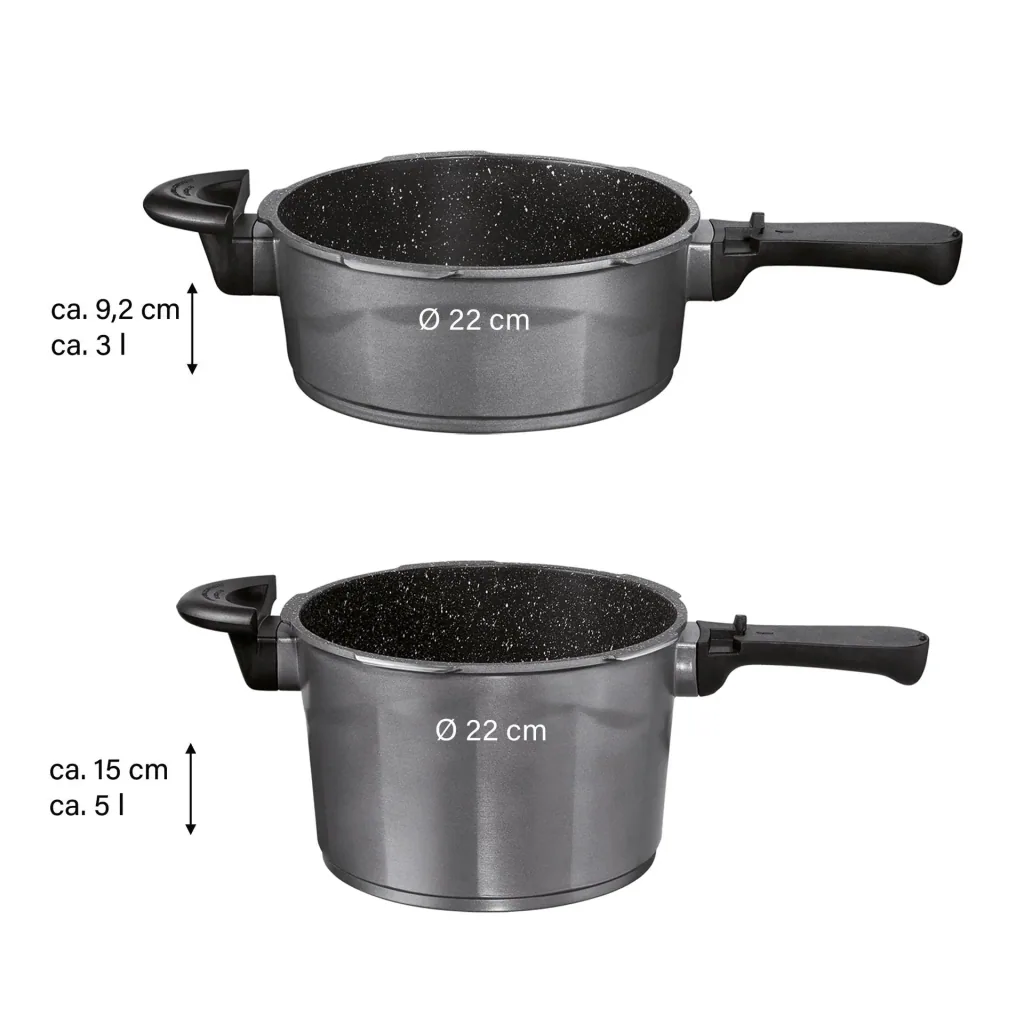 Cast aluminum pressure cooker set 6 pieces 5 liters + 3 liters
