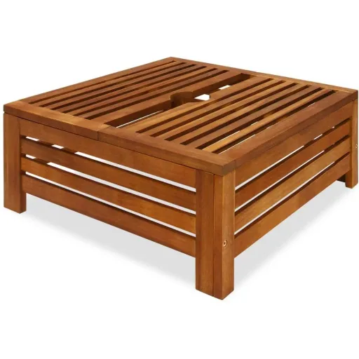 Parasol base table, garden table, side table, parasol base cover, acacia wood 62x62x26cm
