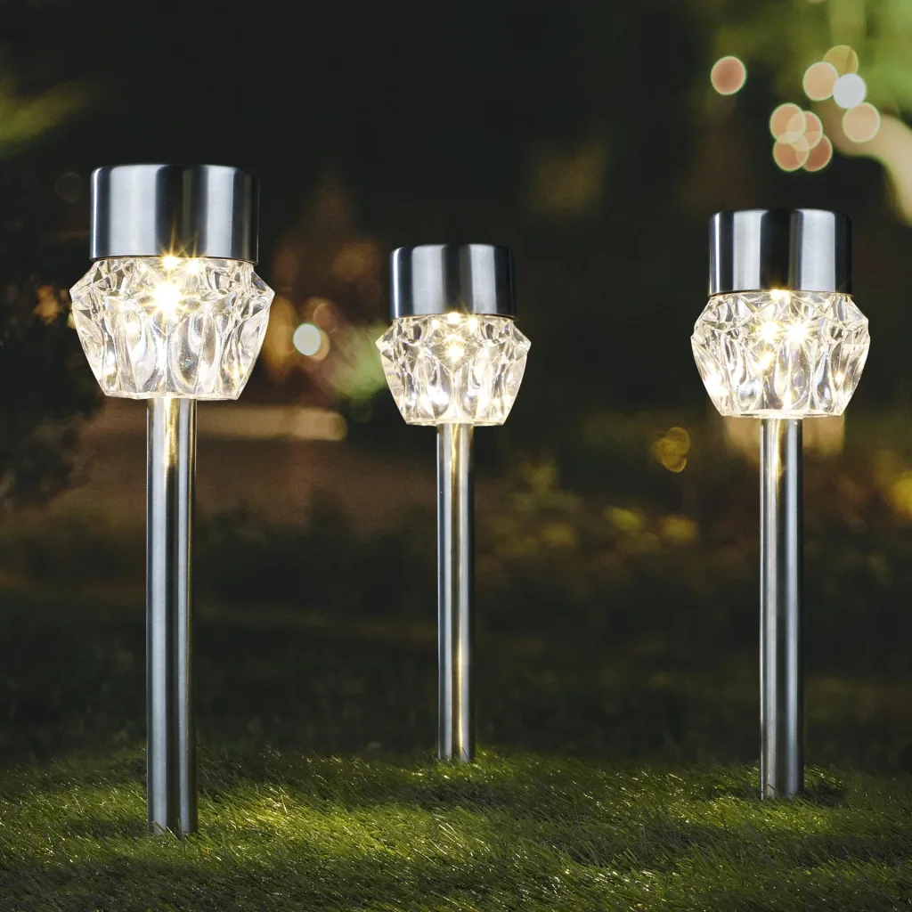 Solar garden lamp set, 3 pieces