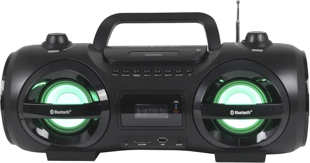 CD Player Boombox with Bluetooth, MP3/CD, USB, SD and AUX-IN, portable