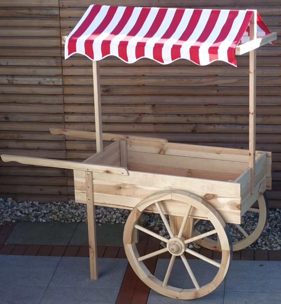 Market cart with canopy white/red