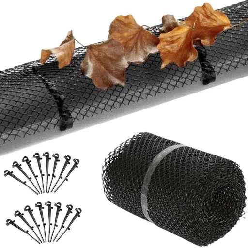 Gutter protection grille with 16 fastening clips