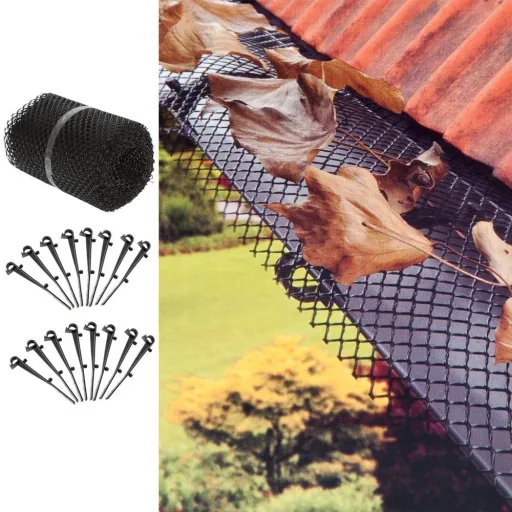 Gutter protection grille with 16 fastening clips