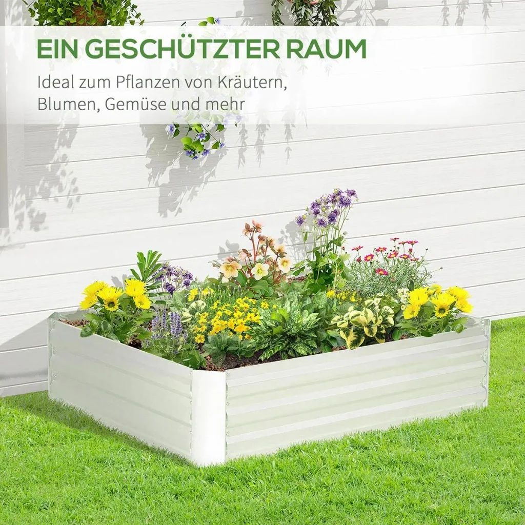 Raised bed made of galvanized steel garden bed planter for garden flower box flower pot silver 120 x 90 x 30 cm