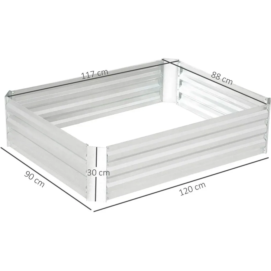 Raised bed made of galvanized steel garden bed planter for garden flower box flower pot silver 120 x 90 x 30 cm