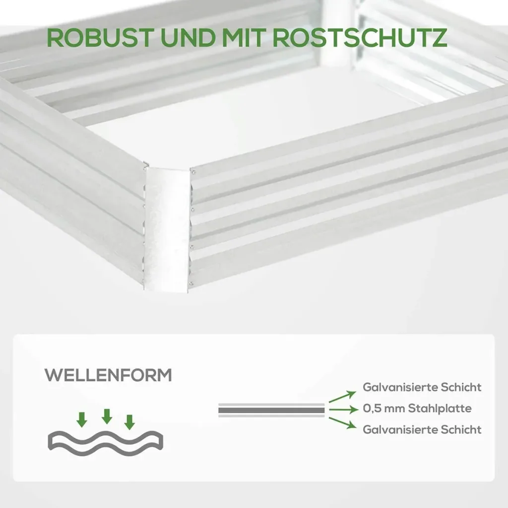 Raised bed made of galvanized steel garden bed planter for garden flower box flower pot silver 120 x 90 x 30 cm