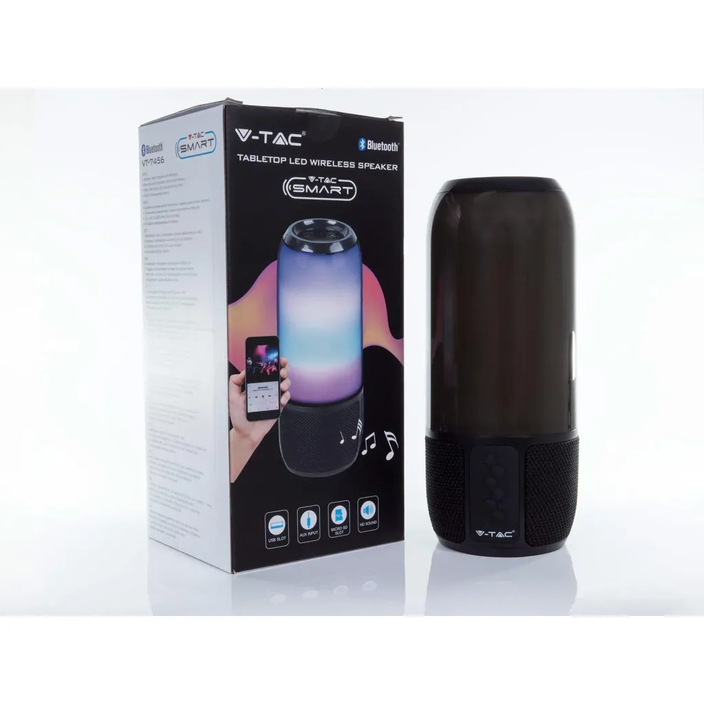 VT-7456 Bluetooth speaker with RGB lighting - 2x 3Watt - black