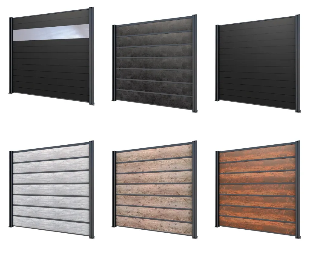 Privacy screen extension, anthracite, 1.94 x 1.86 m, laminated panels with a concrete look