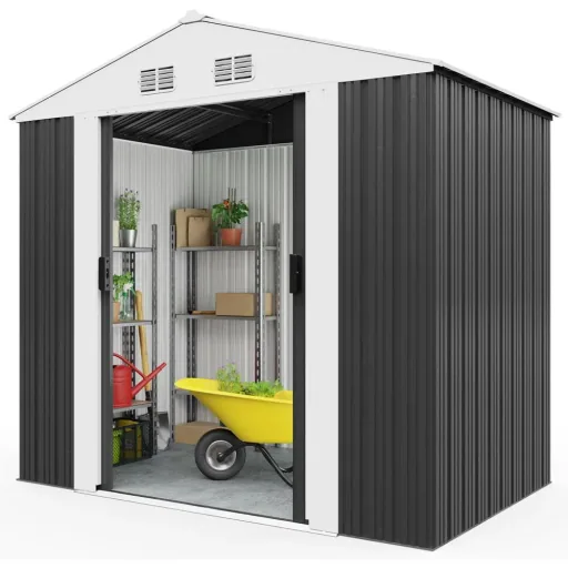 Garden shed anthracite metal 210x132x186cm
