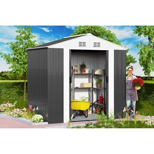 Garden shed anthracite metal 210x132x186cm