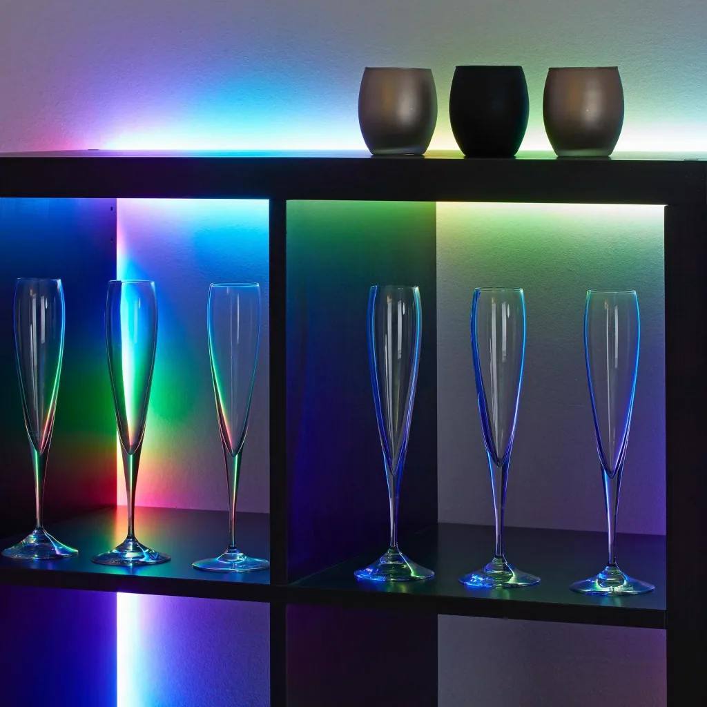 USB RGB LED flex strip, 5 m, 150 RGB LEDs, including remote control, color change, self-adhesive