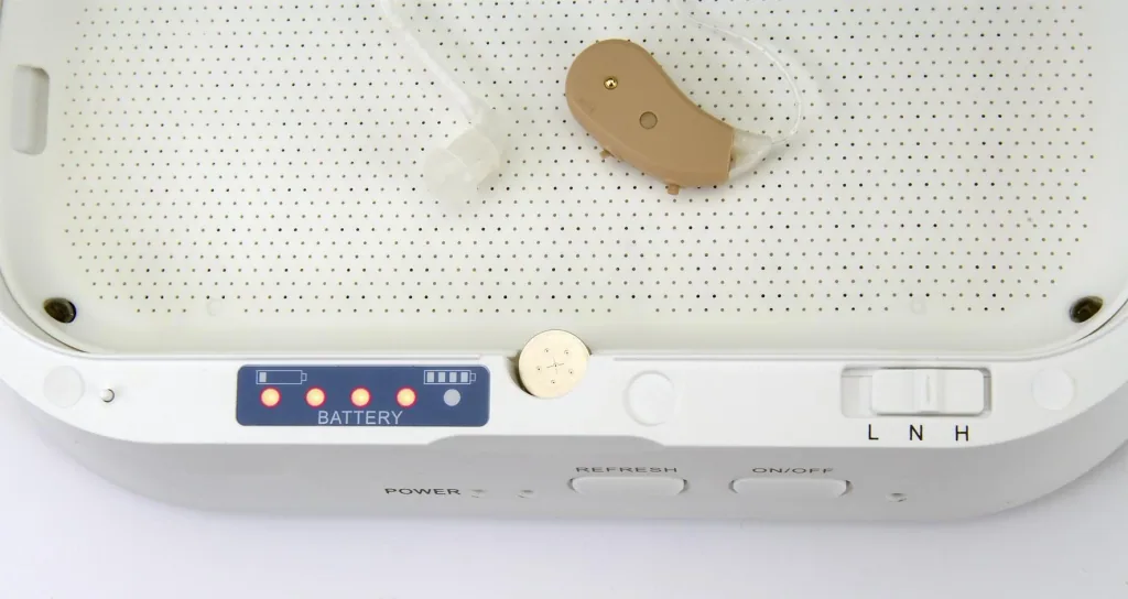 Drying box for hearing aids DryBox200 with built-in battery tester