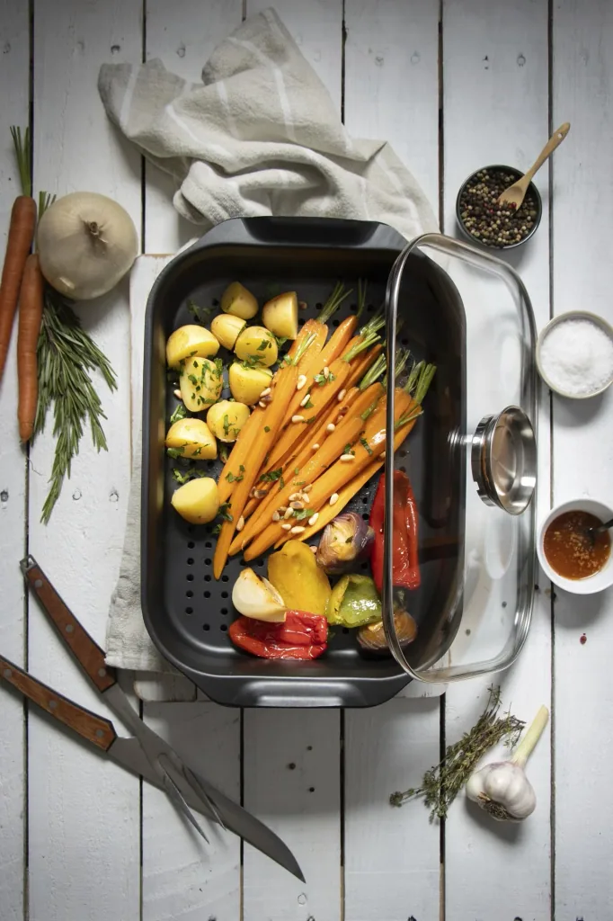 DuoVital ceramic roaster with steaming and cooking insert 7 liters - 2 in 1 with aroma lid