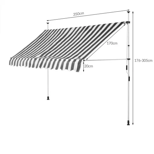 Clamp awning white/grey 350cm