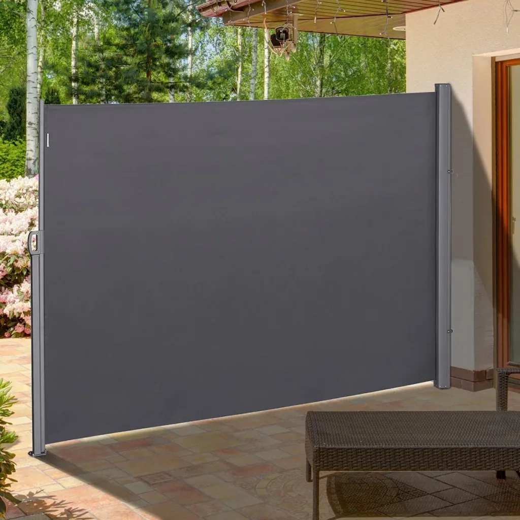 Side awning, privacy and sun protection, side roller blind, polyester, grey, 3 x 2 m