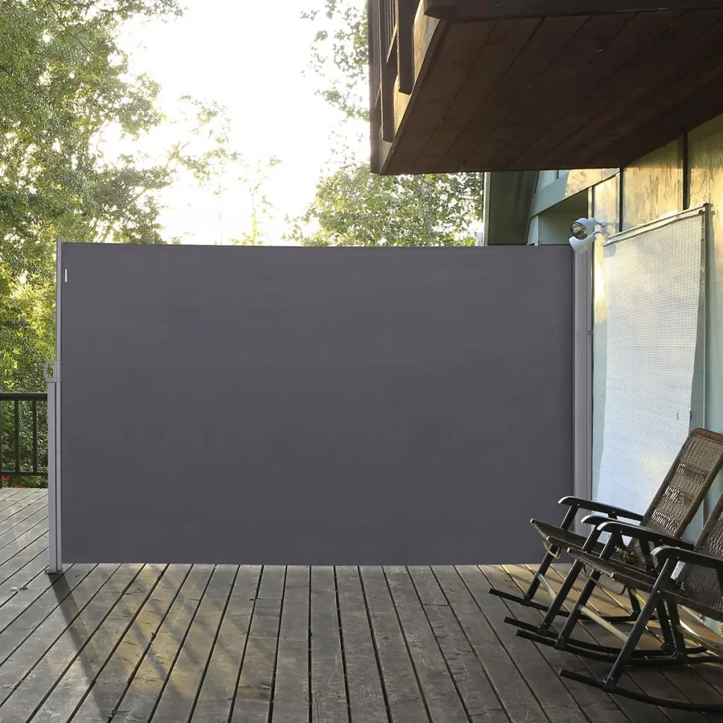 Side awning, privacy and sun protection, side roller blind, polyester, grey, 3 x 2 m