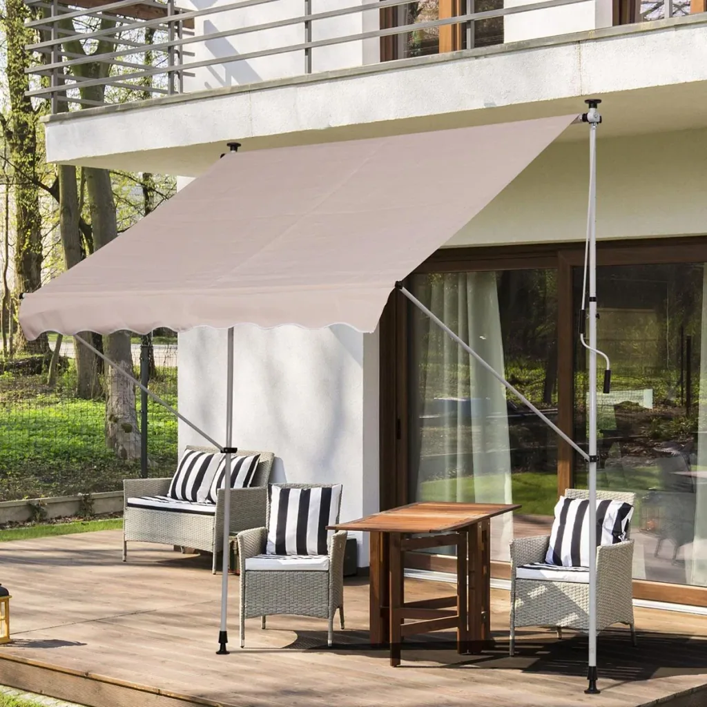 Clamp awning with hand crank