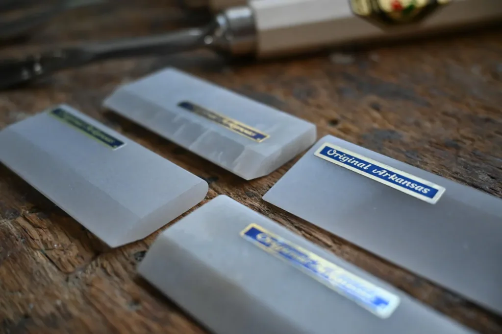 Sharpening stones for carving tools, 4 pieces