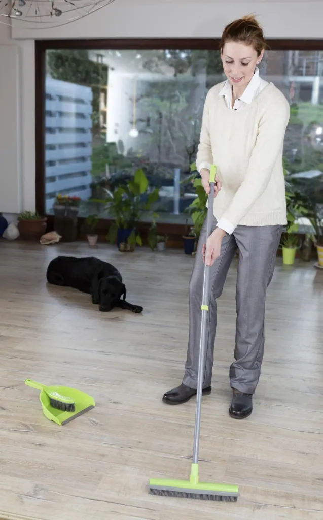 Rubber broom set, 3 pieces - color-sorted, mop broom + FREE dustpan