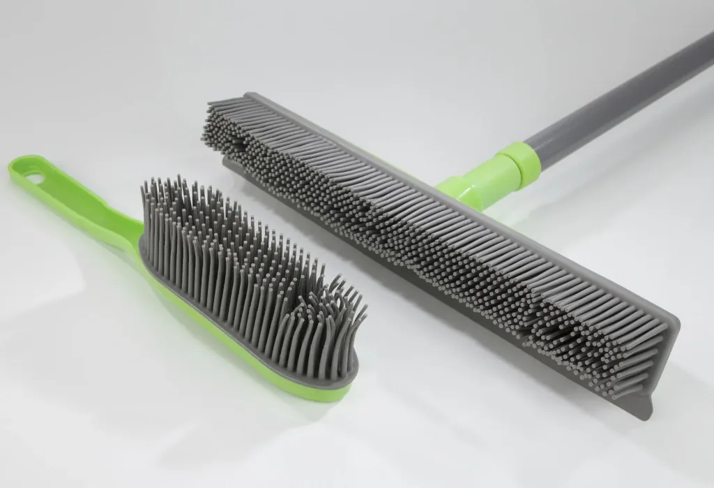 Rubber broom set, 3 pieces - color-sorted, mop broom + FREE dustpan
