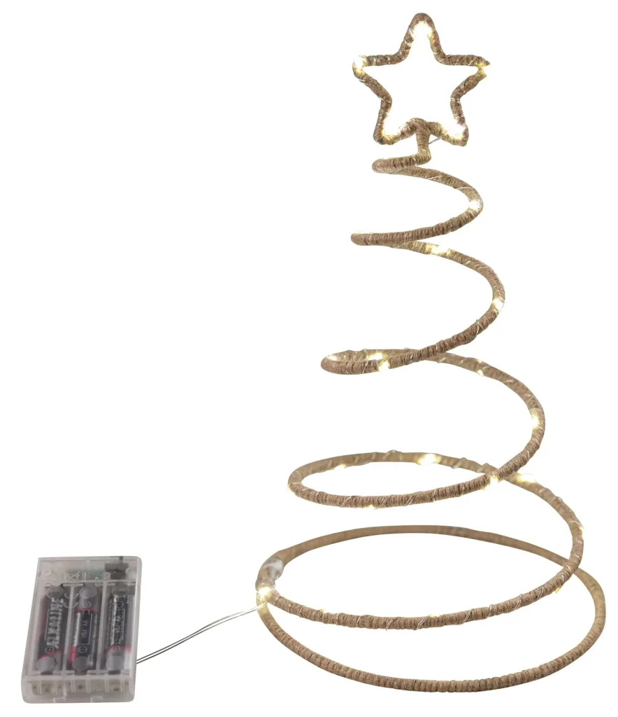 LED spiral Christmas tree made of hemp rope