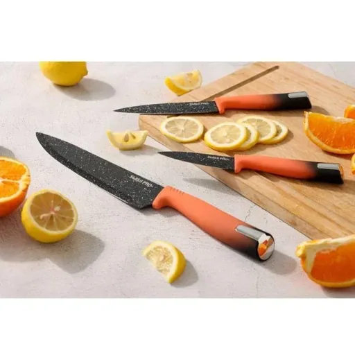 Kitchen knife set - with standard - 8-piece - orange