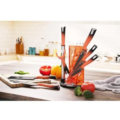Kitchen knife set - with standard - 8-piece - orange