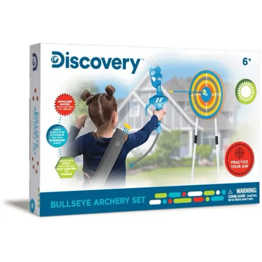 Discovery Kids Bullseye Archery Set with LED Light for Aiming - Includes 4 Arrows and 1 Bow - Quiver with Strap