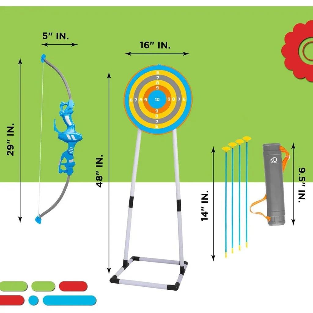 Discovery Kids Bullseye Archery Set with LED Light for Aiming - Includes 4 Arrows and 1 Bow - Quiver with Strap