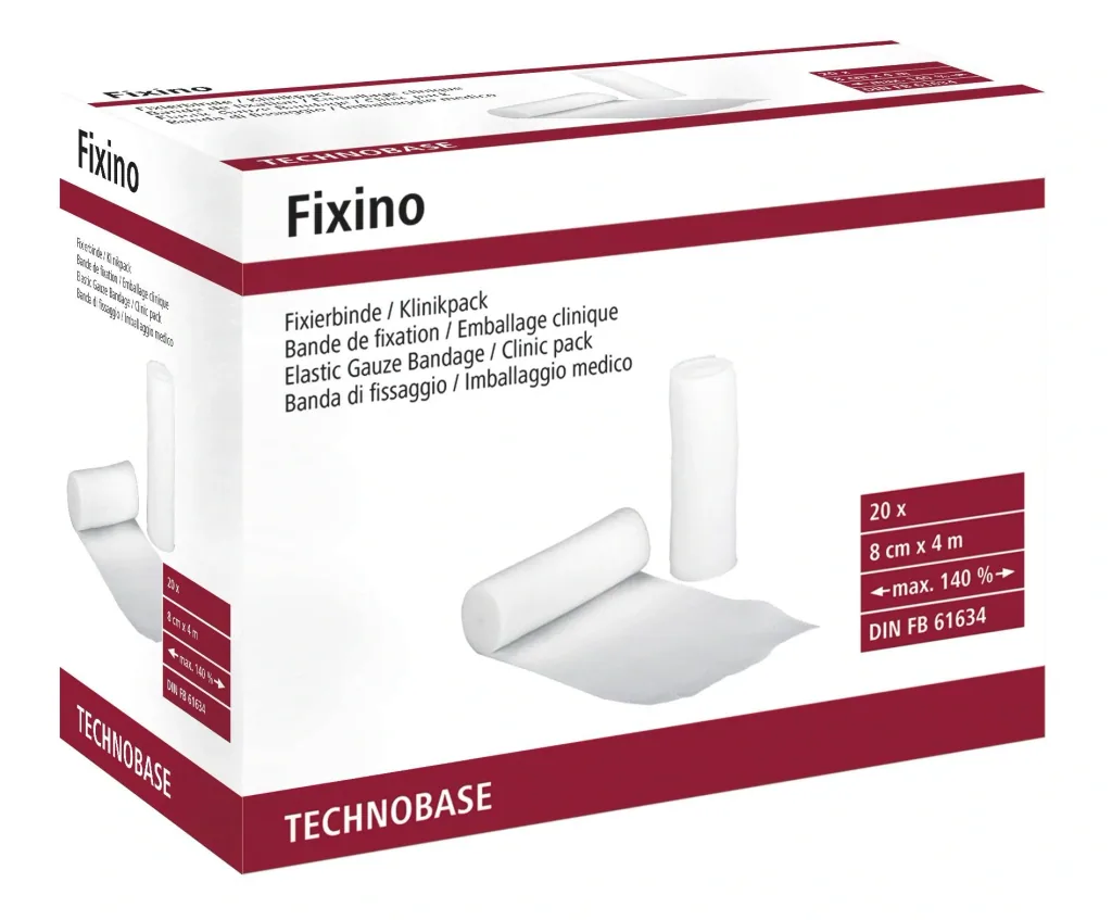 Fixino 8 cm / 4 m fixation bandages, 20 pcs. in hospital packaging