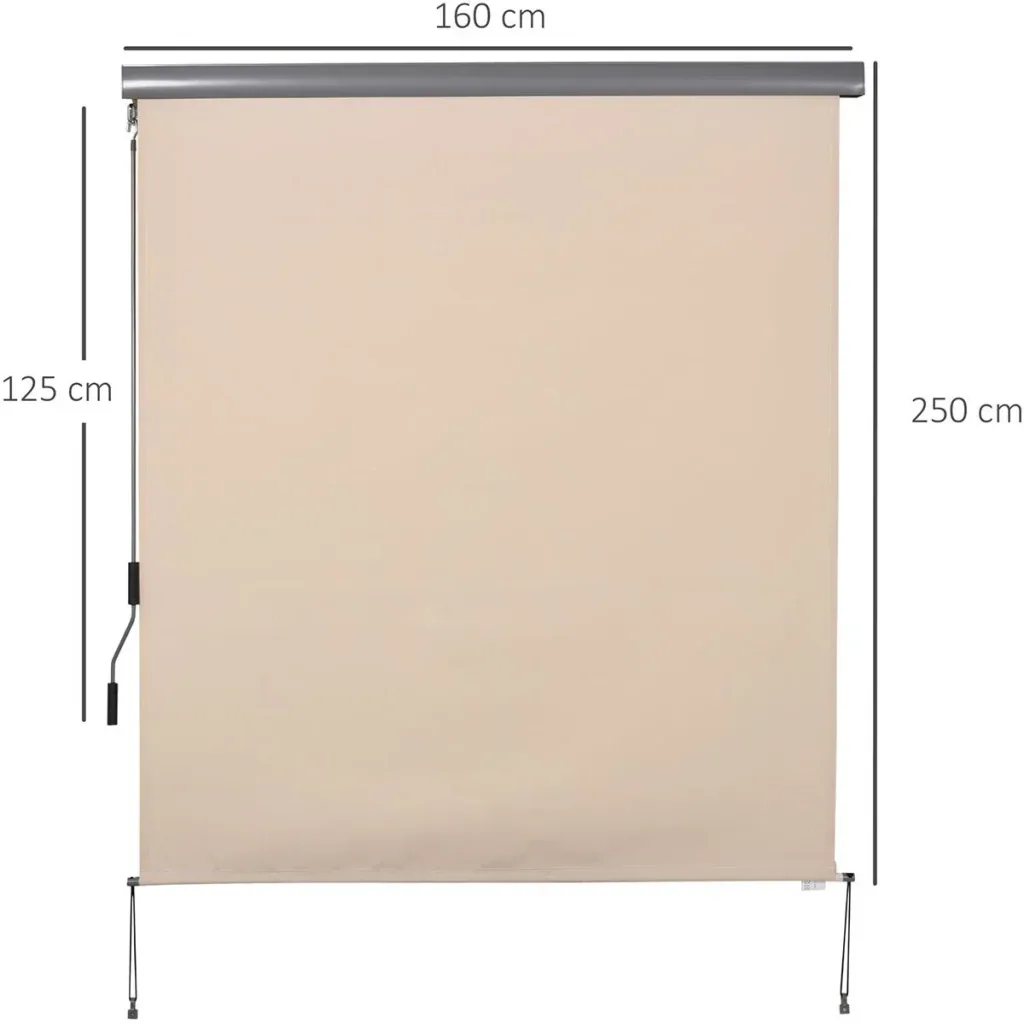 Vertical awning with hand crank grey