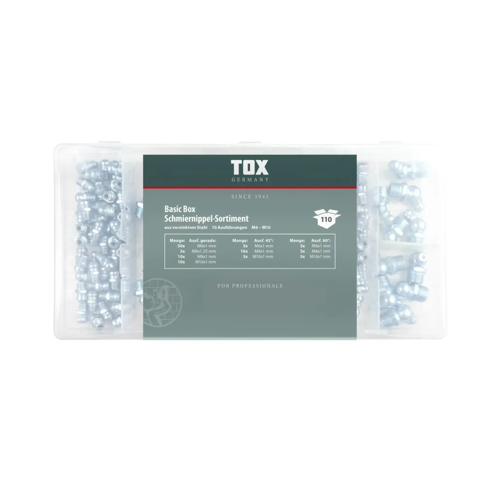 Grease nipple assortment Basic Box 110 pieces