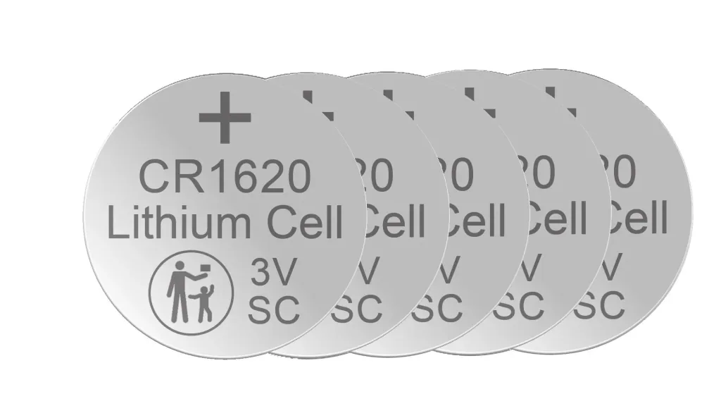 Lithium button cell CR1620, 3 Volt - 5 pieces